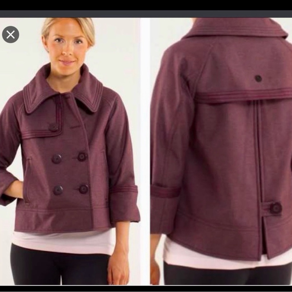 Womens Short Double-Breasted Peacoat Jacket in Mauve